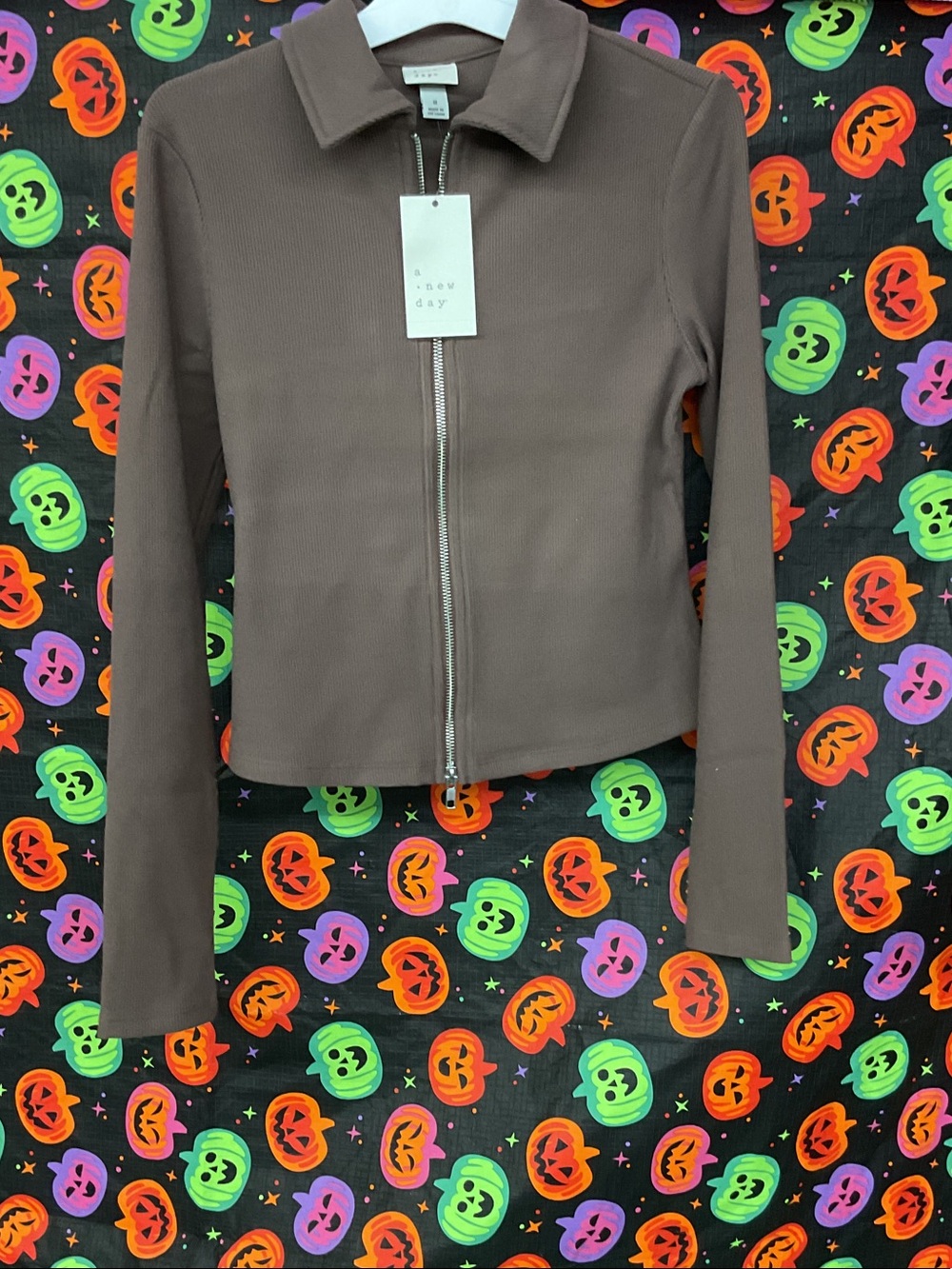 a new day Brown Zip-Front Jacket size small